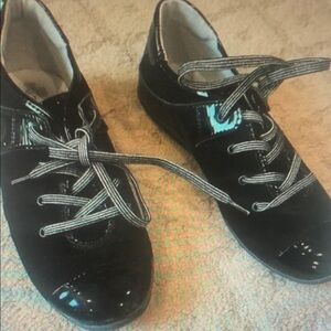 Black Patent Leather Lace-Up Shoes